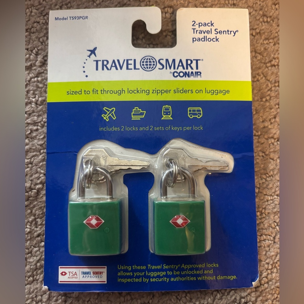 Green Travel Padlocks – 2-Pack